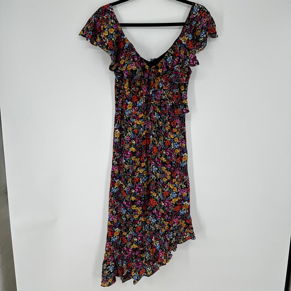 Lost + Wonder Floral Garden Asymmetrical Ruffle Midi Dress Womens New Medium